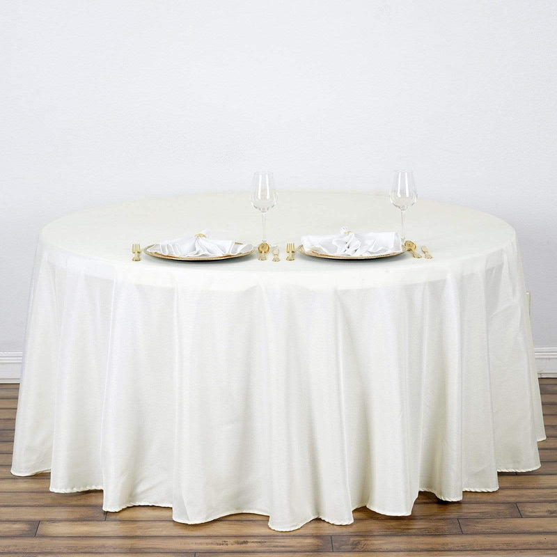 120" Polyester Round Tablecloth Wedding Party Table Linens TAB_120_IVR_POLY