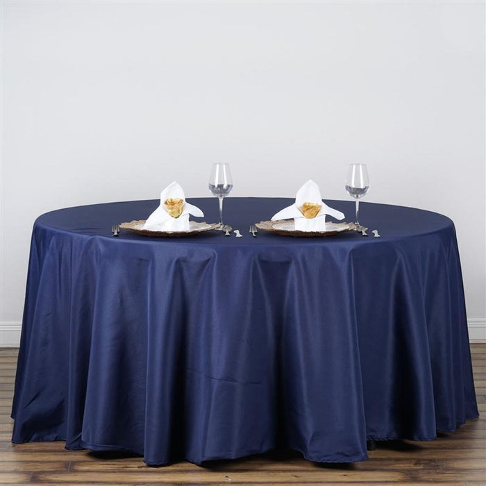 120" Polyester Round Tablecloth Wedding Party Table Linens TAB_120_NAVY_POLY