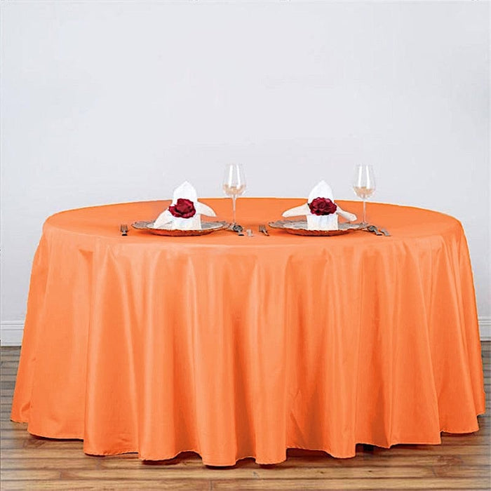 120" Polyester Round Tablecloth Wedding Party Table Linens TAB_120_ORNG_POLY