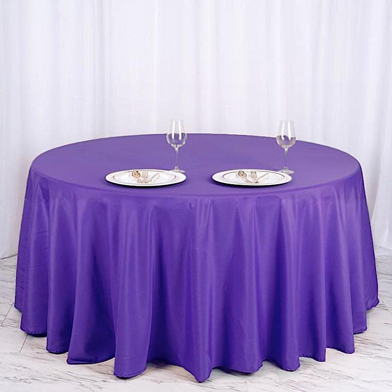 120" Polyester Round Tablecloth Wedding Party Table Linens TAB_120_PURP_POLY