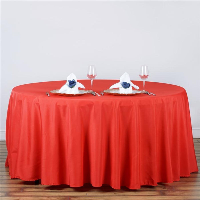 120" Polyester Round Tablecloth Wedding Party Table Linens TAB_120_RED_POLY