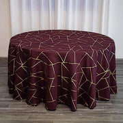 120" Polyester Round Tablecloth with Metallic Geometric Pattern
