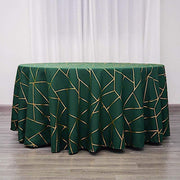 120" Polyester Round Tablecloth with Metallic Geometric Pattern