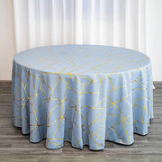 120" Polyester Round Tablecloth with Metallic Geometric Pattern