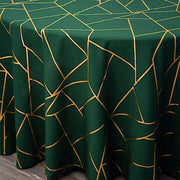 120" Polyester Round Tablecloth with Metallic Geometric Pattern