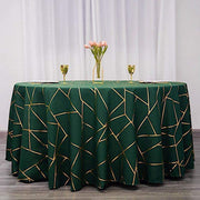 120" Polyester Round Tablecloth with Metallic Geometric Pattern
