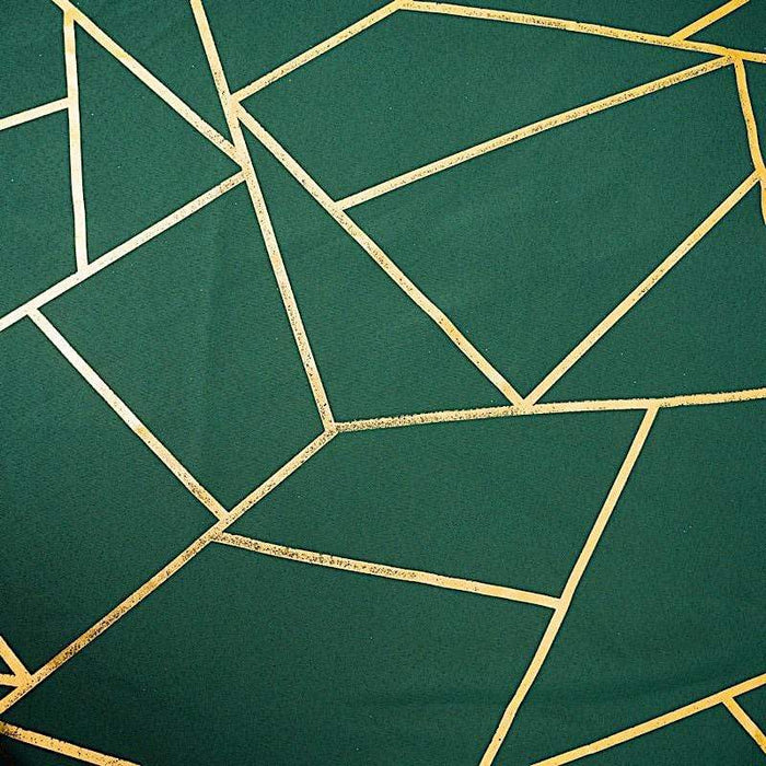 120" Polyester Round Tablecloth with Metallic Geometric Pattern