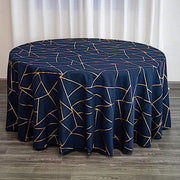 120" Polyester Round Tablecloth with Metallic Geometric Pattern