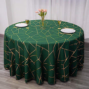 120" Polyester Round Tablecloth with Metallic Geometric Pattern