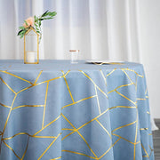120" Polyester Round Tablecloth with Metallic Geometric Pattern
