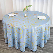 120" Polyester Round Tablecloth with Metallic Geometric Pattern