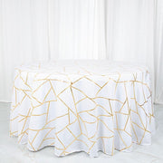 120" Polyester Round Tablecloth with Metallic Geometric Pattern