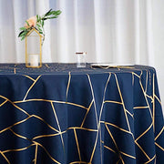 120" Polyester Round Tablecloth with Metallic Geometric Pattern