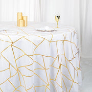 120" Polyester Round Tablecloth with Metallic Geometric Pattern