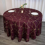 120" Polyester Round Tablecloth with Metallic Geometric Pattern