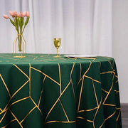 120" Polyester Round Tablecloth with Metallic Geometric Pattern