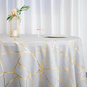 120" Polyester Round Tablecloth with Metallic Geometric Pattern
