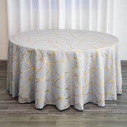 120" Polyester Round Tablecloth with Metallic Geometric Pattern