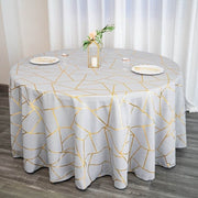 120" Polyester Round Tablecloth with Metallic Geometric Pattern