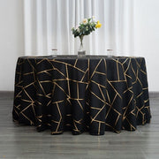 120" Polyester Round Tablecloth with Metallic Geometric Pattern