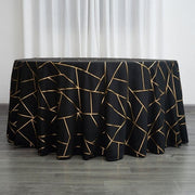 120" Polyester Round Tablecloth with Metallic Geometric Pattern