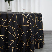 120" Polyester Round Tablecloth with Metallic Geometric Pattern