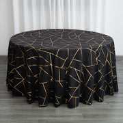 120" Polyester Round Tablecloth with Metallic Geometric Pattern