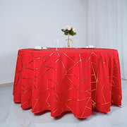 120" Polyester Round Tablecloth with Metallic Geometric Pattern
