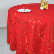 120" Polyester Round Tablecloth with Metallic Geometric Pattern