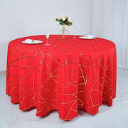 120" Polyester Round Tablecloth with Metallic Geometric Pattern