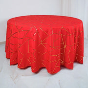 120" Polyester Round Tablecloth with Metallic Geometric Pattern