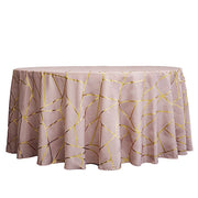 120" Polyester Round Tablecloth with Metallic Geometric Pattern