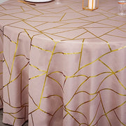 120" Polyester Round Tablecloth with Metallic Geometric Pattern