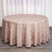 120" Polyester Round Tablecloth with Metallic Geometric Pattern