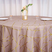120" Polyester Round Tablecloth with Metallic Geometric Pattern