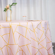 120" Polyester Round Tablecloth with Metallic Geometric Pattern