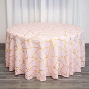 120" Polyester Round Tablecloth with Metallic Geometric Pattern