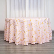 120" Polyester Round Tablecloth with Metallic Geometric Pattern