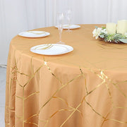 120" Polyester Round Tablecloth with Metallic Geometric Pattern