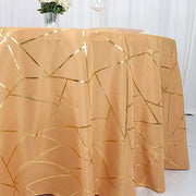 120" Polyester Round Tablecloth with Metallic Geometric Pattern