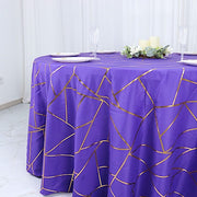 120" Polyester Round Tablecloth with Metallic Geometric Pattern