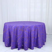 120" Polyester Round Tablecloth with Metallic Geometric Pattern