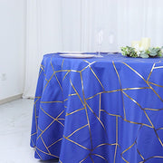 120" Polyester Round Tablecloth with Metallic Geometric Pattern