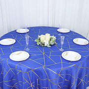 120" Polyester Round Tablecloth with Metallic Geometric Pattern