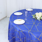120" Polyester Round Tablecloth with Metallic Geometric Pattern