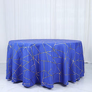 120" Polyester Round Tablecloth with Metallic Geometric Pattern