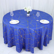 120" Polyester Round Tablecloth with Metallic Geometric Pattern