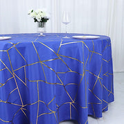 120" Polyester Round Tablecloth with Metallic Geometric Pattern