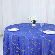 120" Polyester Round Tablecloth with Metallic Geometric Pattern