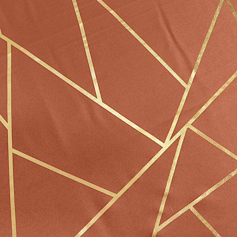 120" Polyester Round Tablecloth with Metallic Geometric Pattern